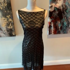 Black Sequence sheer dress with silver liner